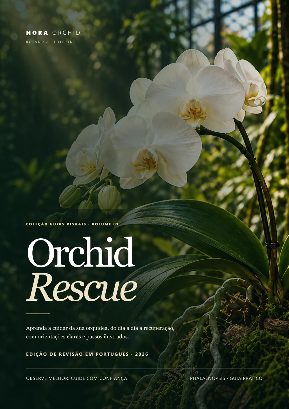 Capa original de Orchid Rescue, guia visual de orquídeas da Nora Orchid